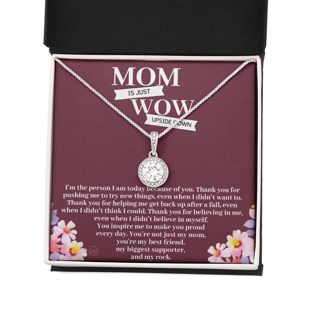 Mom is Just WOW Upside Down - Gift for Mom From Daughter, Mother's Day Gift From Son, You're My Rock, Mom Birthday Eternal Hope Necklace