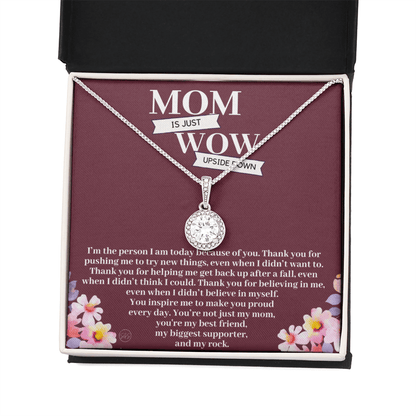 Mom is Just WOW Upside Down - Gift for Mom From Daughter, Mother's Day Gift From Son, You're My Rock, Mom Birthday Eternal Hope Necklace