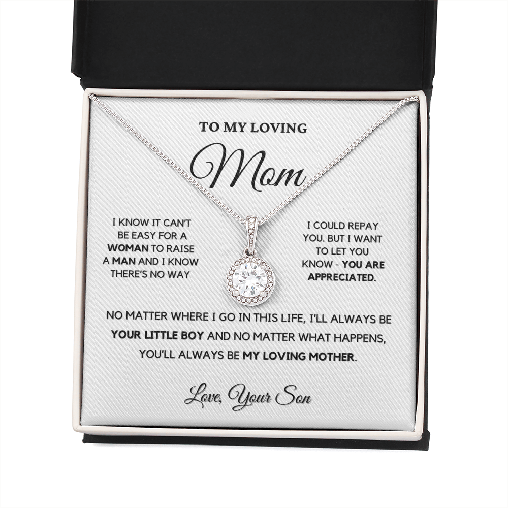 To My Loving Mom - Love Knot Necklace | Gift for Mother's Day From Son, I'll Always Be Your Little Boy, You'll Always Be My Loving Mother 3E