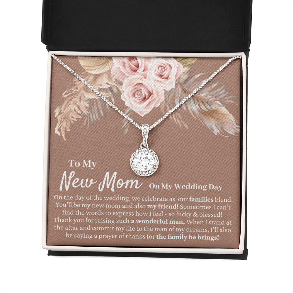 Mother in Law Wedding Gift from Bride - Mother of the Groom Necklace, Sentimental Future MIL, Pampas Grass & Desert Rose