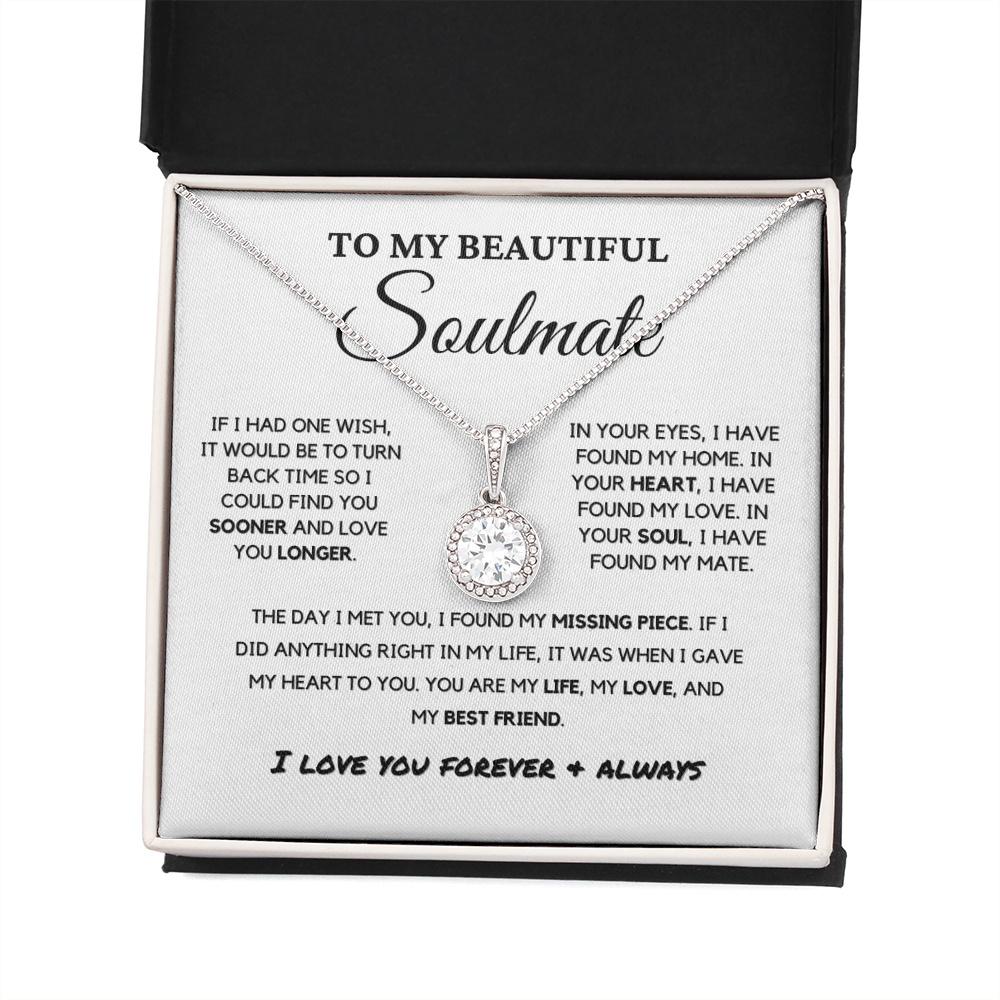 Soulmate - Missing Piece - Eternal Hope Necklace | Romantic Gift for Wife, Fiancé, Girlfriend, Valentine's Day Present 0201bE