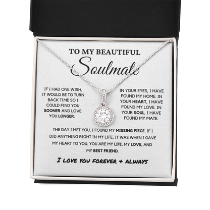 Soulmate - Missing Piece - Eternal Hope Necklace | Romantic Gift for Wife, Fiancé, Girlfriend, Valentine's Day Present 0201bE