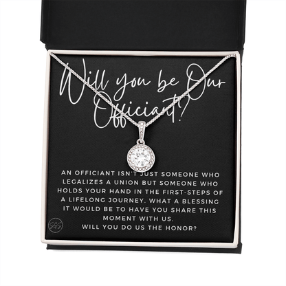 Wedding Officiant Proposal Gift | Will You Marry Us? Will You Be Our Officiant? For Friends, Best Friend Bestie Necklace Bridal Party 0817cE