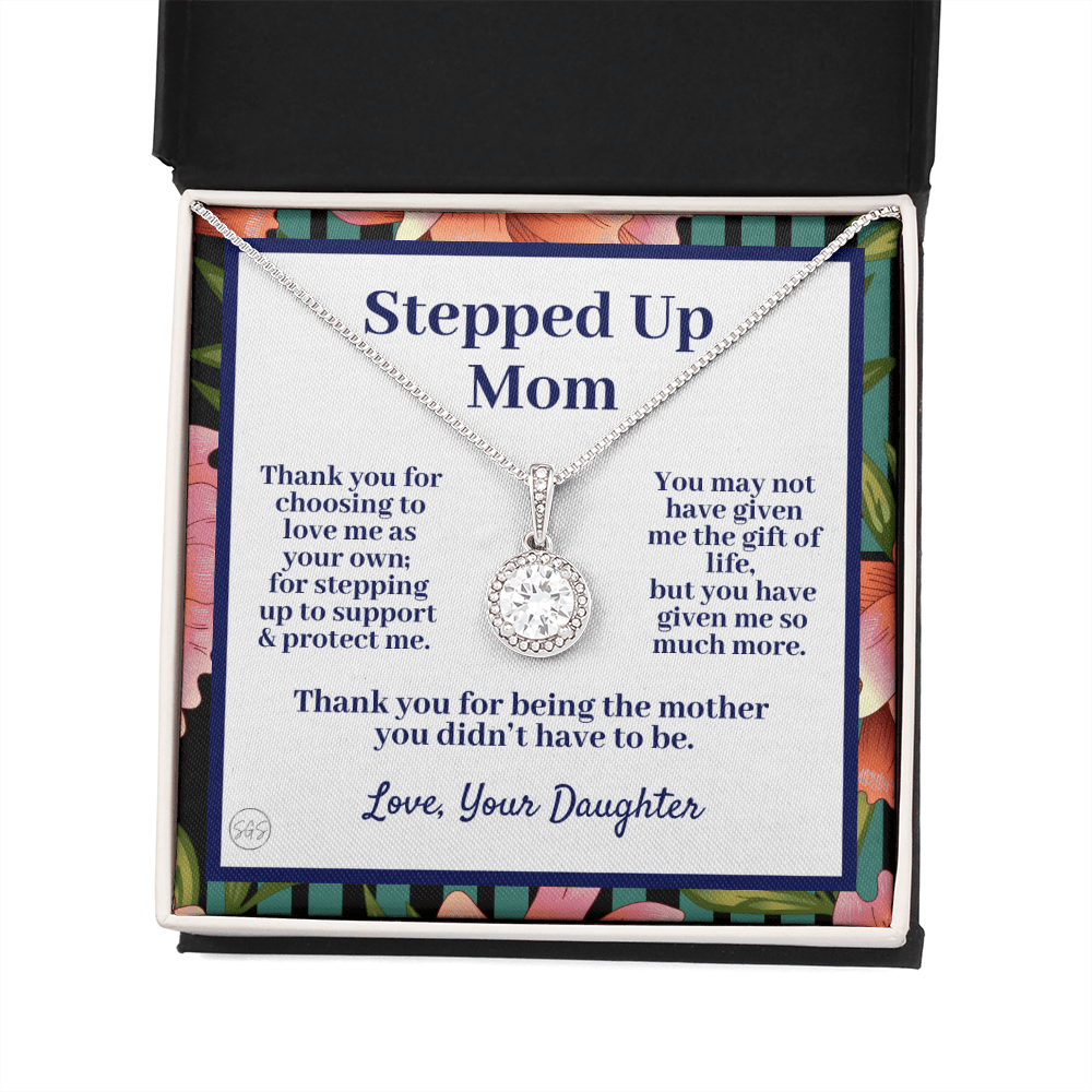 Stepped Up Mom | Mother's Day Gift for Stepmom, Bonus Mom, Stepmother, Grandma, Second Mama, From Step Daughter Son, Birthday, Foster 0317hE