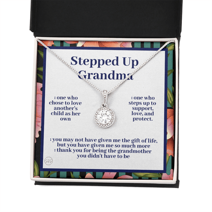Stepped Up Grandma | Mother's Day Gift for Bonus Grandmother, Grand Mother, From Granddaughter, Second Mama, Foster Grandma Birthday 0419hE