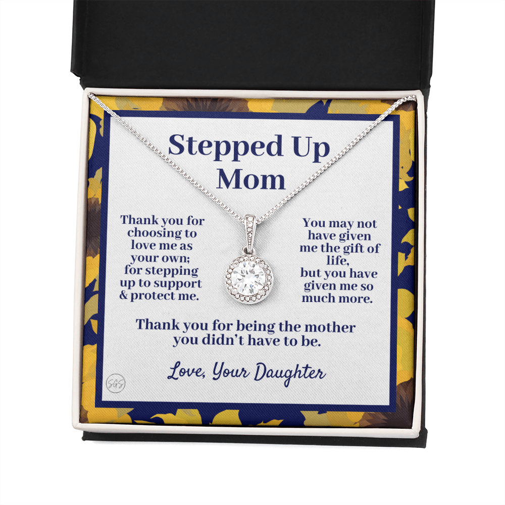 Stepped Up Mom | Mother's Day Gift for Stepmom, Bonus Mom, Stepmother, Grandma, Second Mama, From Step Daughter Son, Birthday, Foster 0317fE