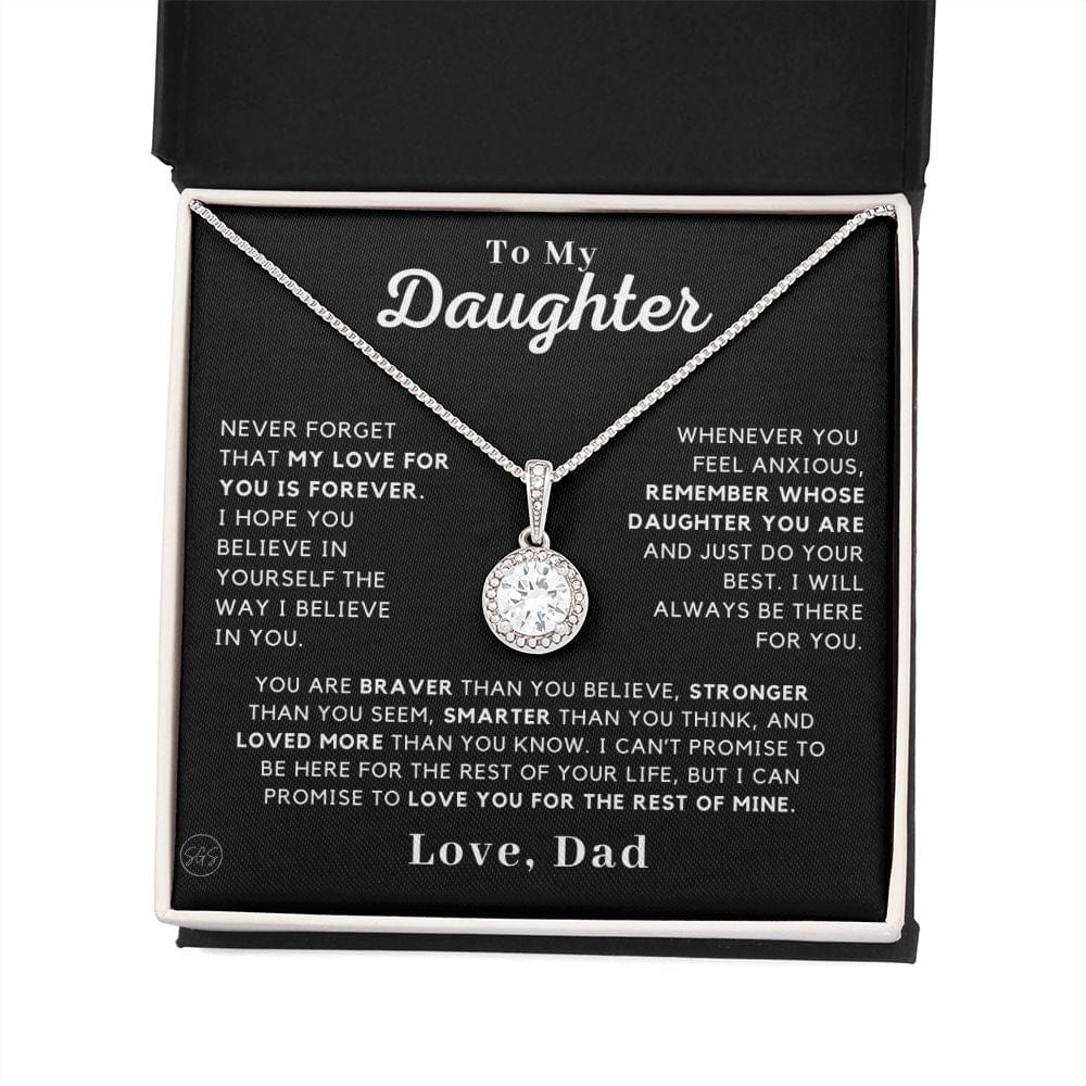 Daughter - Believe In Yourself - Love Knot Necklace | Gift to Daughter from Dad, Daughter Necklace Love Dad, Christmas Birthday Gift for Her