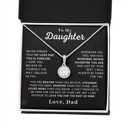 Daughter - Believe In Yourself - Love Knot Necklace | Gift to Daughter from Dad, Daughter Necklace Love Dad, Christmas Birthday Gift for Her