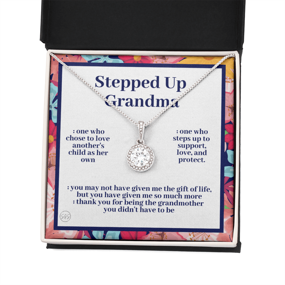 Stepped Up Grandma | Mother's Day Gift for Bonus Grandmother, Grand Mother, From Granddaughter, Second Mama, Foster Grandma Birthday 0419dE