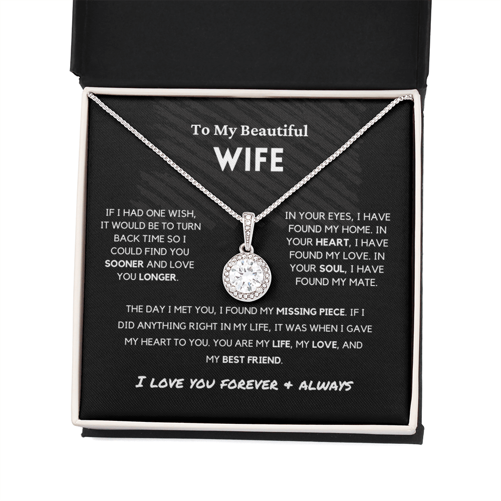 Soulmate - Missing Piece - Eternal Hope Necklace | Romantic Gift for Wife, Fiancé, Girlfriend, Valentine's Day Present 0201cE