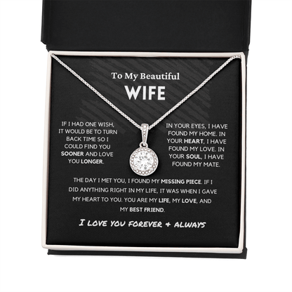 Soulmate - Missing Piece - Eternal Hope Necklace | Romantic Gift for Wife, Fiancé, Girlfriend, Valentine's Day Present 0201cE