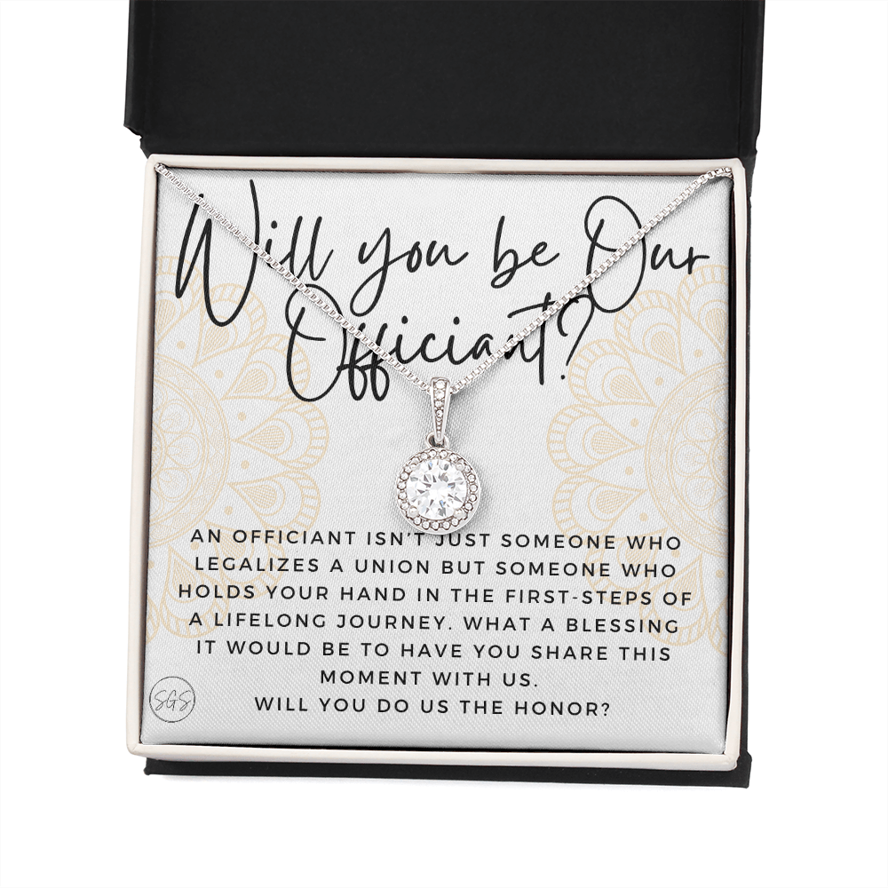 Wedding Officiant Proposal Gift | Will You Marry Us? Will You Be Our Officiant? For Friends, Best Friend Bestie Necklace Bridal Party 0817aE