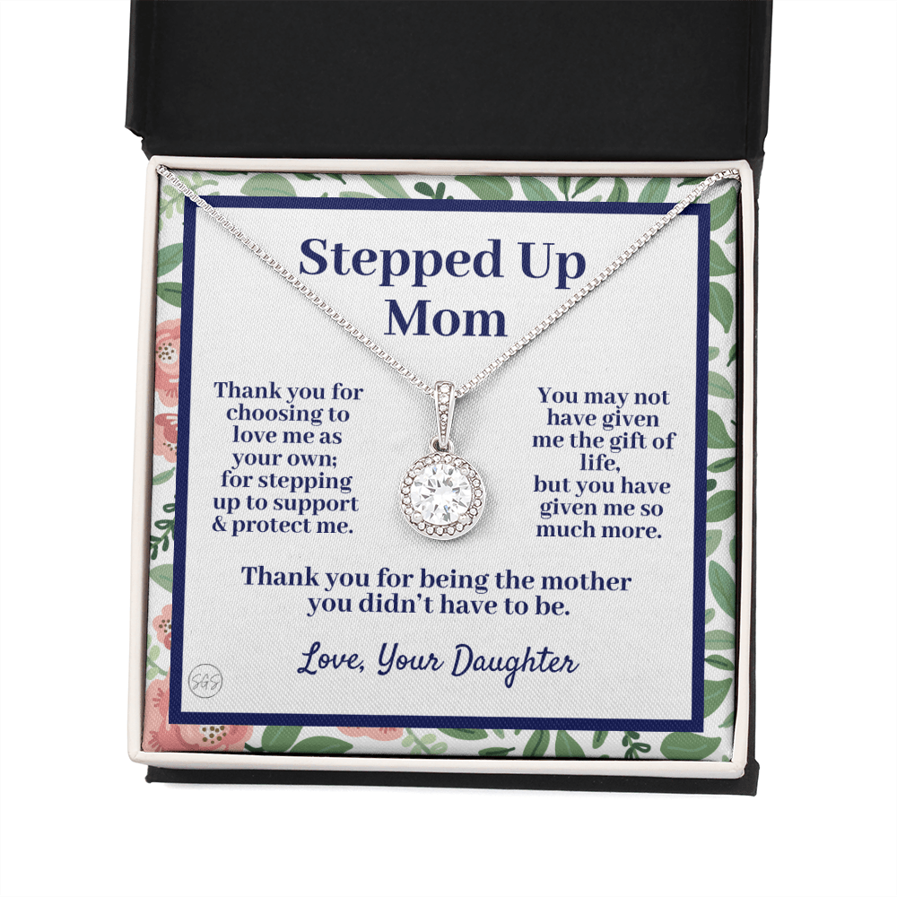 Stepped Up Mom | Mother's Day Gift for Stepmom, Bonus Mom, Stepmother, Grandma, Second Mama, From Step Daughter Son, Birthday, Foster 0317jE