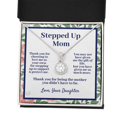 Stepped Up Mom | Mother's Day Gift for Stepmom, Bonus Mom, Stepmother, Grandma, Second Mama, From Step Daughter Son, Birthday, Foster 0317jE