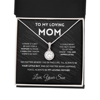 Gift For Mom from Son - I'll Always Be Your Little Boy - Love Knot Necklace | Gift for Mother's Day From Son, Mom Birthday Present M2E