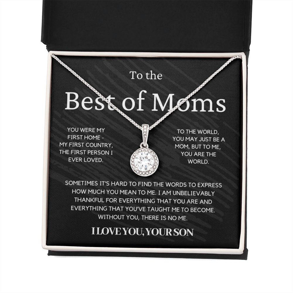 To The Best Of Moms | Without You There Is No Me | Necklace - Gift for Mother's Day From Son, Gift for Mom, You Were My First Country 4E