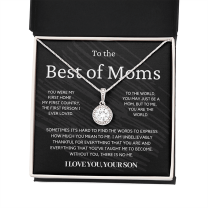 To The Best Of Moms | Without You There Is No Me | Necklace - Gift for Mother's Day From Son, Gift for Mom, You Were My First Country 4E