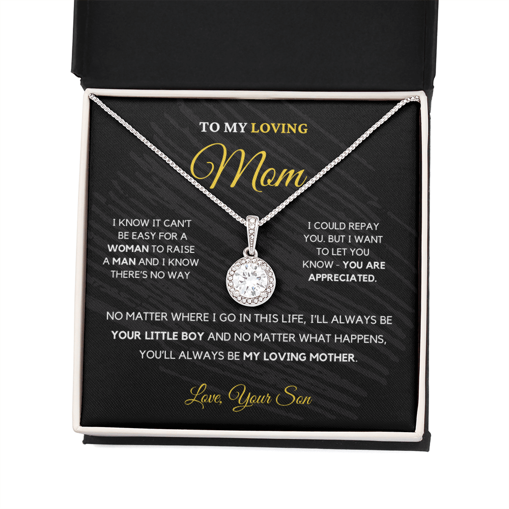 To My Loving Mom - Love Knot Necklace | Gift for Mother's Day From Son, I'll Always Be Your Little Boy, You'll Always Be My Loving Mother 2E