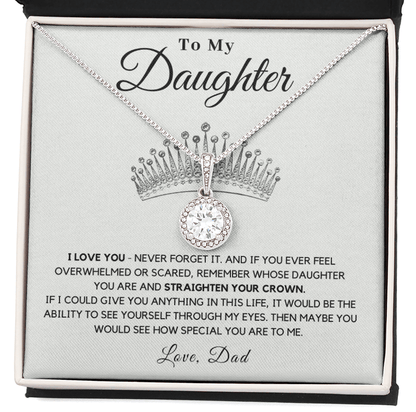 Daughter - Crown - Necklace | Gift for Daughter from Dad, Straighten Your Crown, 21st Birthday Present from Father, High School Graduation