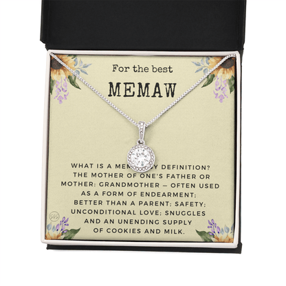 Gift for Memaw | Grandmother Nickname, Grandma, Mother's Day Necklace, Birthday, Get Well, Missing You, Memaw Definition, Christmas, From Family Grandkids  Granddaughter Grandson 1118dE