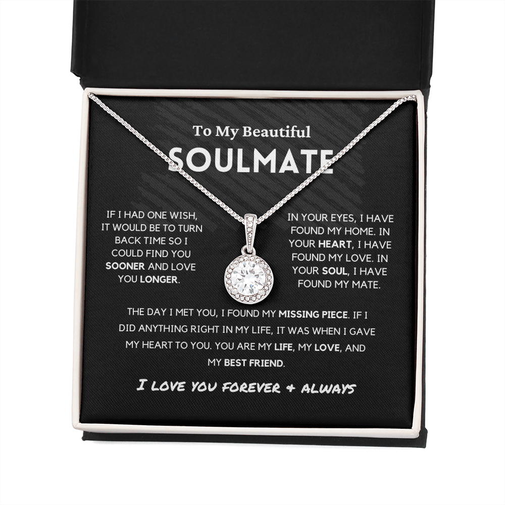 Soulmate - Missing Piece - Eternal Hope Necklace | Romantic Gift for Wife, Fiancé, Girlfriend - Anniversary Gift, Valentine's Day Present