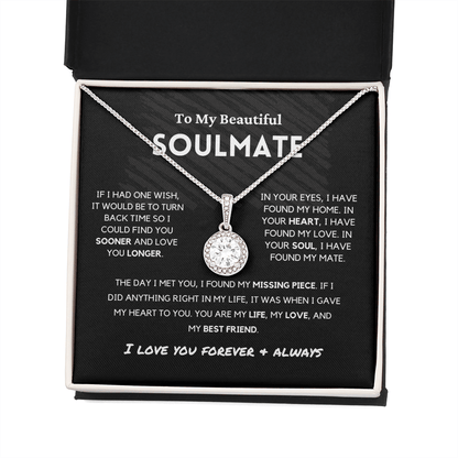 Soulmate - Missing Piece - Eternal Hope Necklace | Romantic Gift for Wife, Fiancé, Girlfriend - Anniversary Gift, Valentine's Day Present