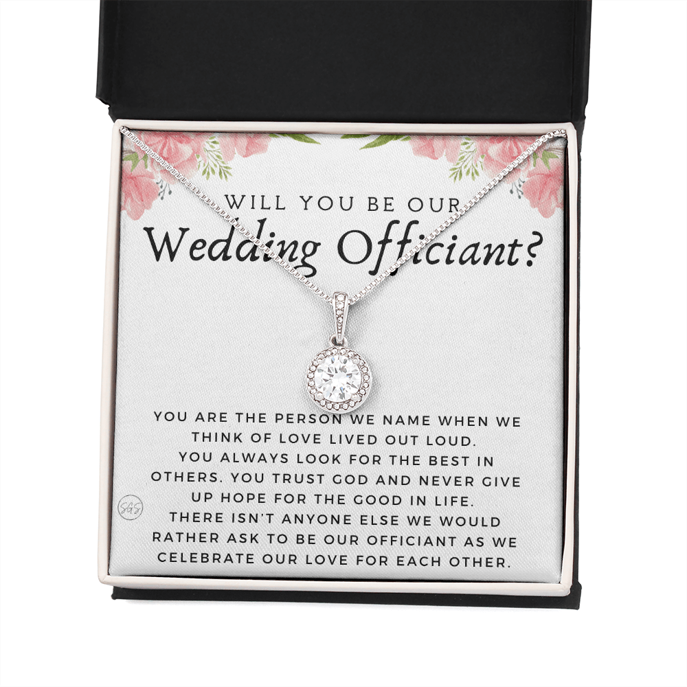 Wedding Officiant Proposal Gift | Will You Marry Us? Will You Be Our Officiant? For Friends, Best Friend Bestie Necklace Bridal Party 0817fE