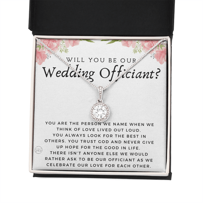 Wedding Officiant Proposal Gift | Will You Marry Us? Will You Be Our Officiant? For Friends, Best Friend Bestie Necklace Bridal Party 0817fE
