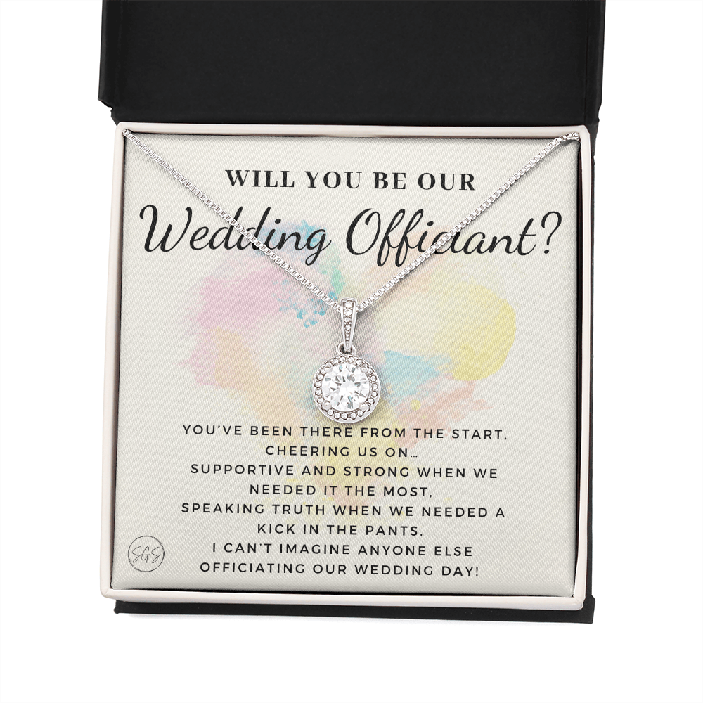 Wedding Officiant Proposal Gift | Will You Marry Us? Will You Be Our Officiant? For Friends, Best Friend Bestie Necklace Bridal Party 0817dE