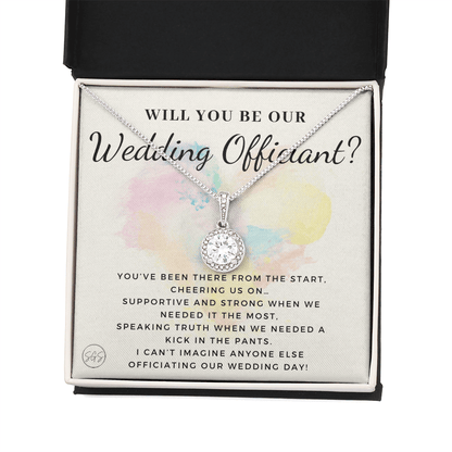 Wedding Officiant Proposal Gift | Will You Marry Us? Will You Be Our Officiant? For Friends, Best Friend Bestie Necklace Bridal Party 0817dE