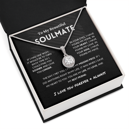 Soulmate - Missing Piece - Eternal Hope Necklace | Romantic Gift for Wife, Fiancé, Girlfriend - Anniversary Gift, Valentine's Day Present