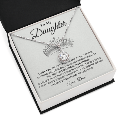 Daughter - Crown - Necklace | Gift for Daughter from Dad, Straighten Your Crown, 21st Birthday Present from Father, High School Graduation