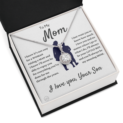 Mom - Precious Mom - Love Necklace | Gift for Mother From Son, Mother's Day Necklace, I'll Always Be Your Little Boy, Birthday Gift, Eternal