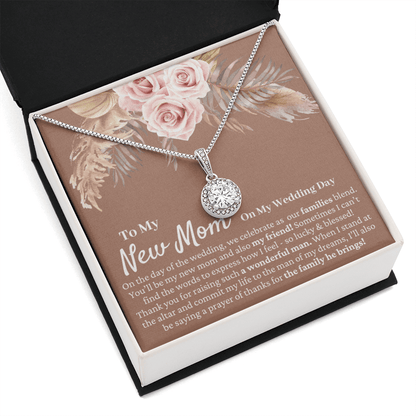Mother in Law Wedding Gift from Bride - Mother of the Groom Necklace, Sentimental Future MIL, Pampas Grass & Desert Rose