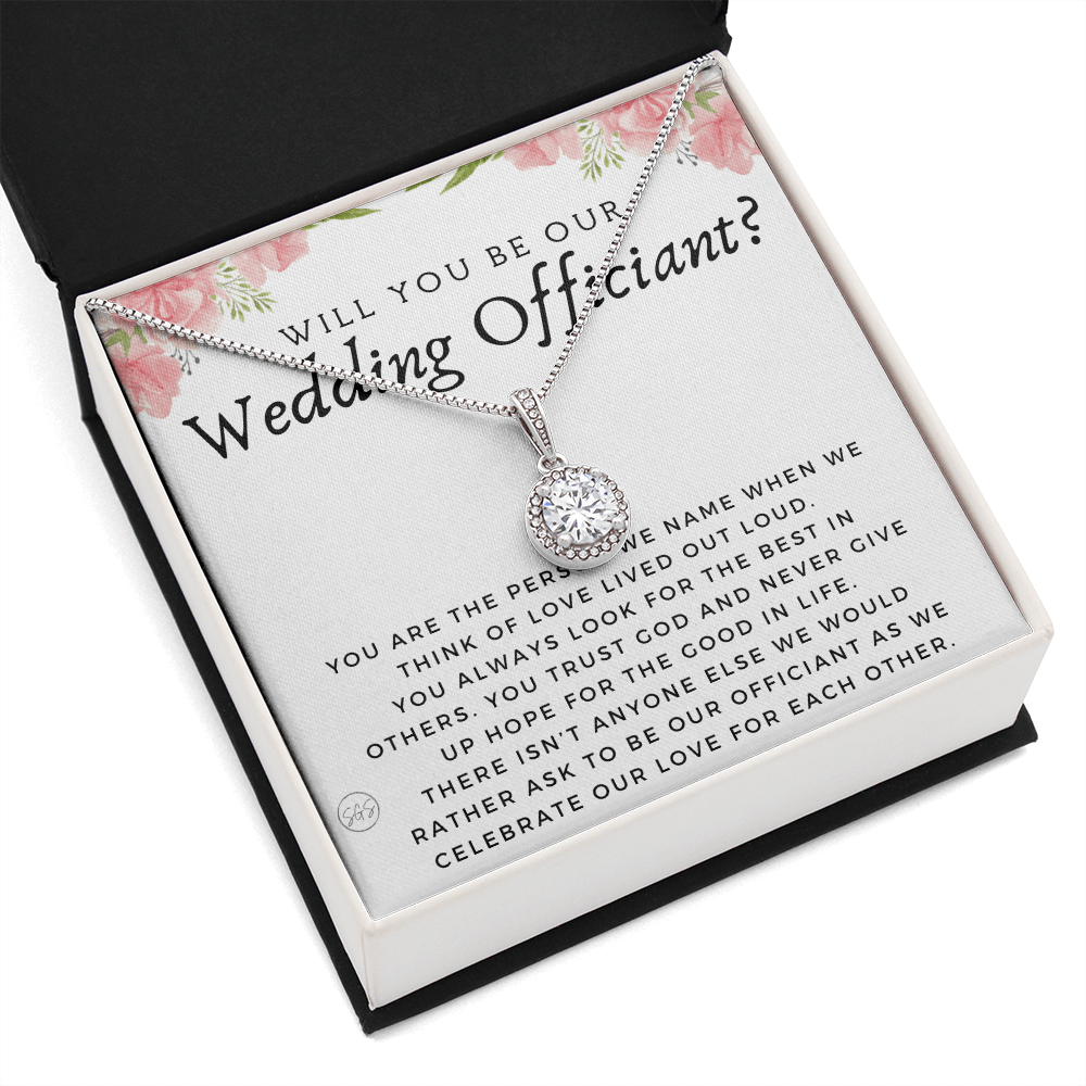 Wedding Officiant Proposal Gift | Will You Marry Us? Will You Be Our Officiant? For Friends, Best Friend Bestie Necklace Bridal Party 0817fE