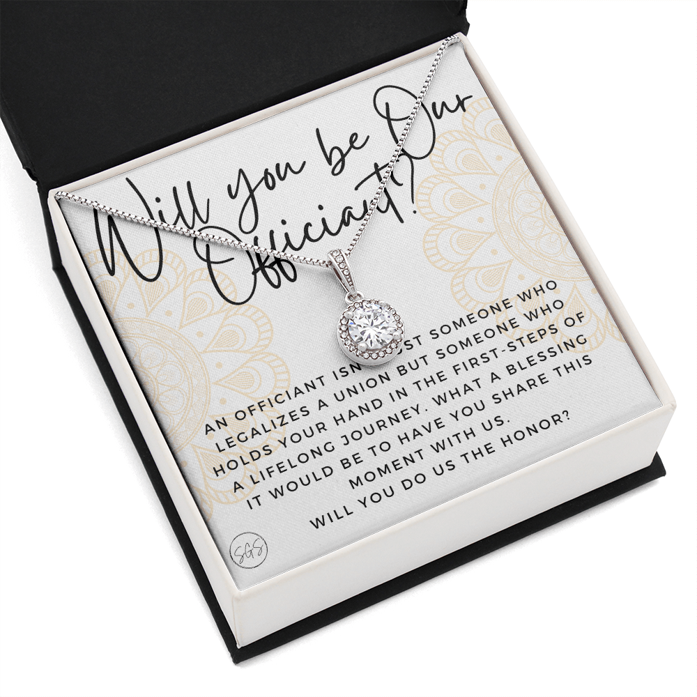 Wedding Officiant Proposal Gift | Will You Marry Us? Will You Be Our Officiant? For Friends, Best Friend Bestie Necklace Bridal Party 0817aE