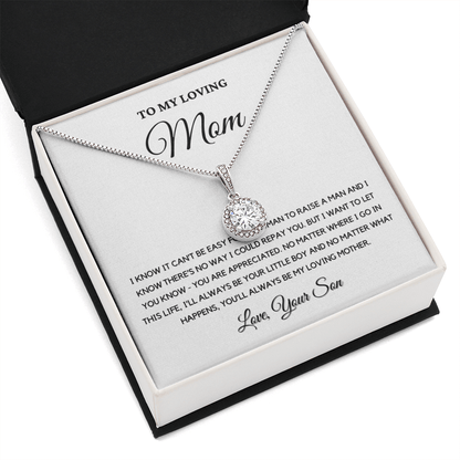 Gift For Mom from Son - I'll Always Be Your Little Boy - Love Knot Necklace | Gift for Mother's Day From Son, Mom Birthday Present M6E