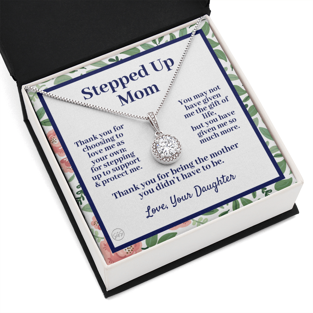 Stepped Up Mom | Mother's Day Gift for Stepmom, Bonus Mom, Stepmother, Grandma, Second Mama, From Step Daughter Son, Birthday, Foster 0317jE