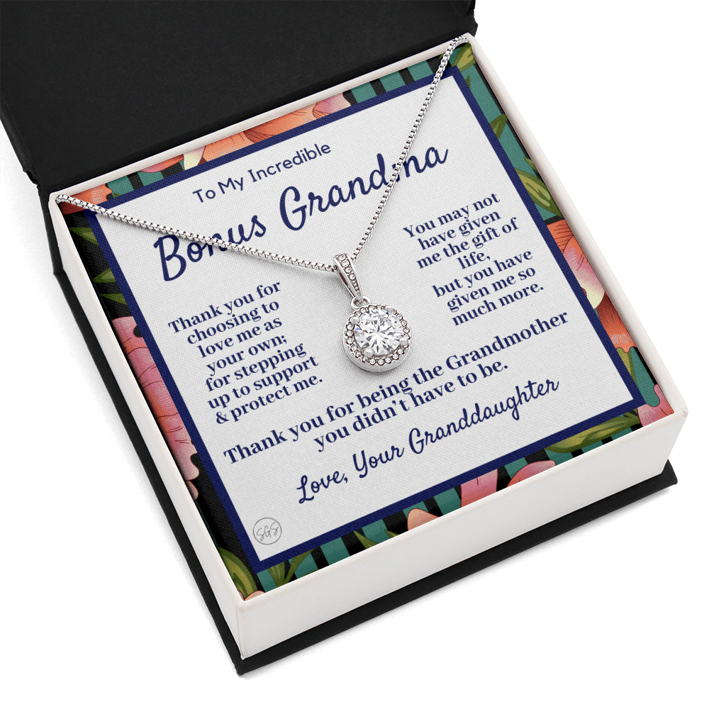 Stepped Up Grandma | Mother's Day Gift for Bonus Grandmother, Grand Mother, From Granddaughter, Second Mama, Foster Grandma Birthday 0419iE