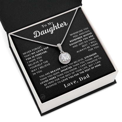 Daughter - Believe In Yourself - Love Knot Necklace | Gift to Daughter from Dad, Daughter Necklace Love Dad, Christmas Birthday Gift for Her