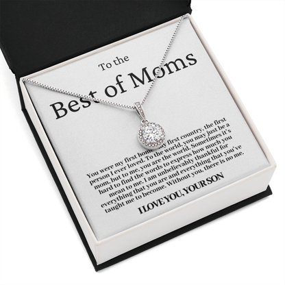 To The Best Of Moms | Without You There Is No Me | Necklace - Gift for Mother's Day From Son, Gift for Mom, You Were My First Country 2E