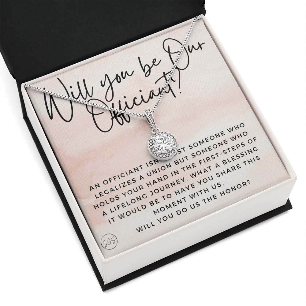 Wedding Officiant Proposal Gift | Will You Marry Us? Will You Be Our Officiant? For Friends, Best Friend Bestie Necklace Bridal Party 0817bE