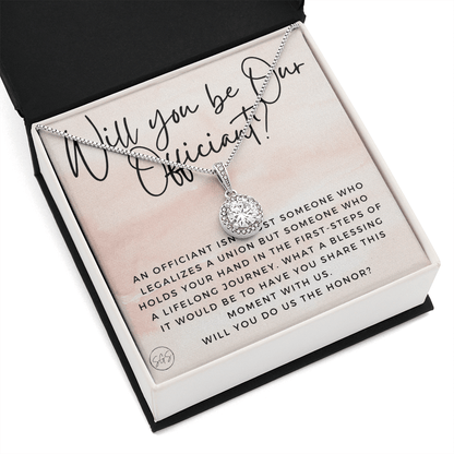 Wedding Officiant Proposal Gift | Will You Marry Us? Will You Be Our Officiant? For Friends, Best Friend Bestie Necklace Bridal Party 0817bE