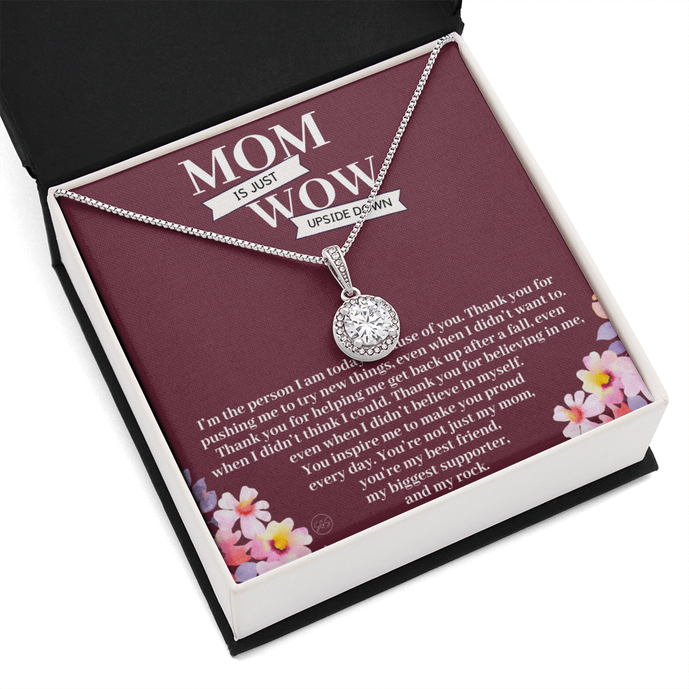 Mom is Just WOW Upside Down - Gift for Mom From Daughter, Mother's Day Gift From Son, You're My Rock, Mom Birthday Eternal Hope Necklace