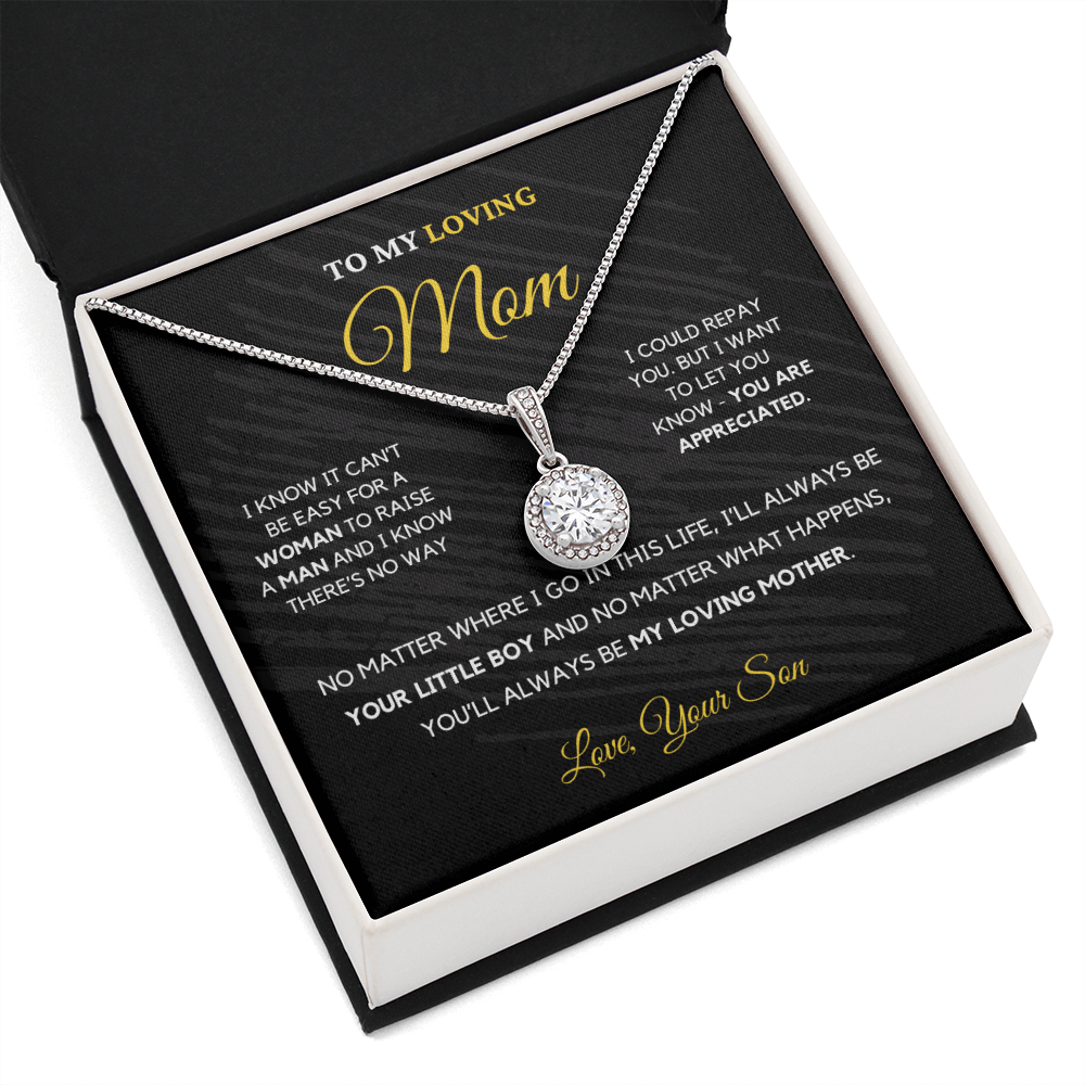 Gift For Mom from Son - I'll Always Be Your Little Boy - Love Knot Necklace | Gift for Mother's Day From Son, Mom Birthday Present M4E