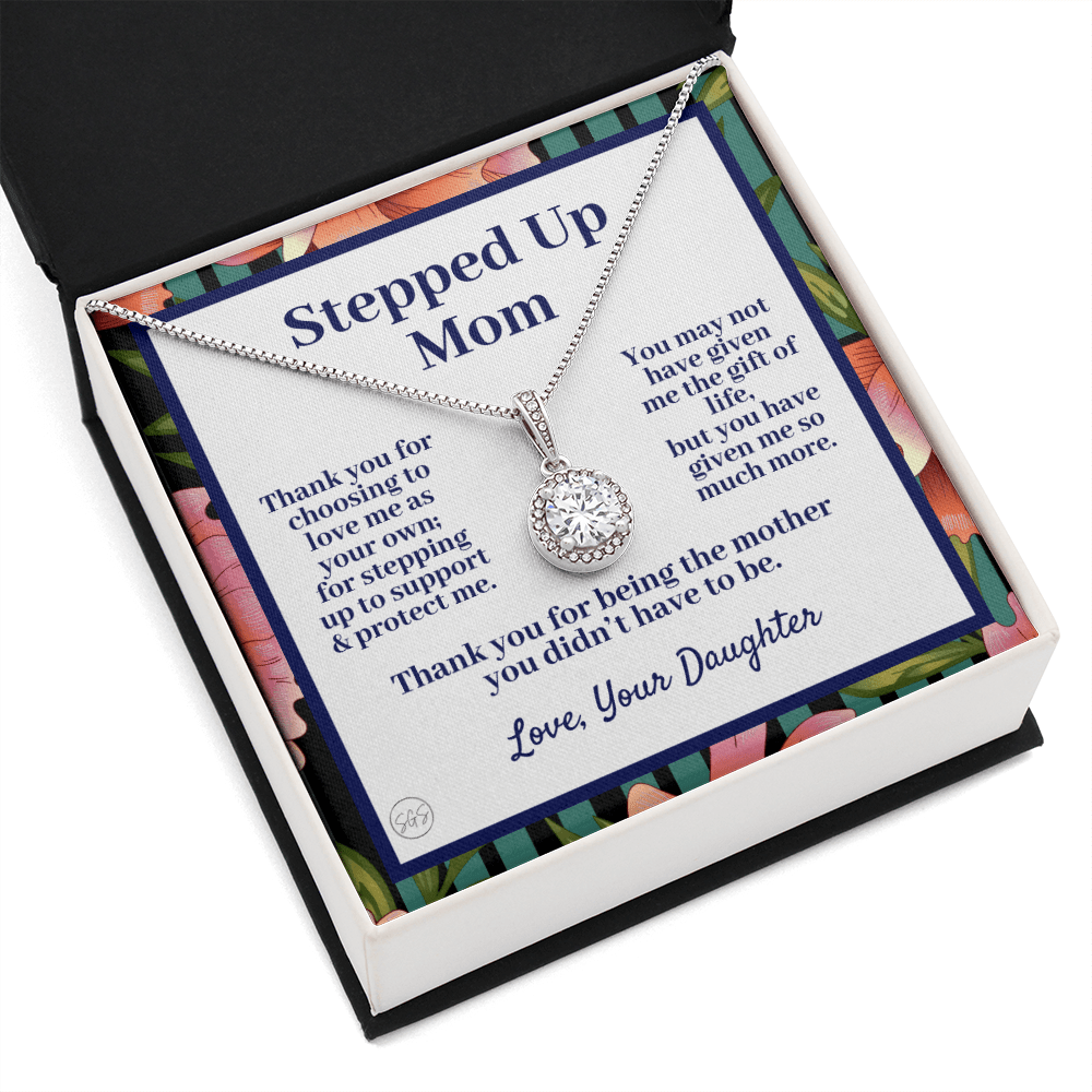 Stepped Up Mom | Mother's Day Gift for Stepmom, Bonus Mom, Stepmother, Grandma, Second Mama, From Step Daughter Son, Birthday, Foster 0317hE