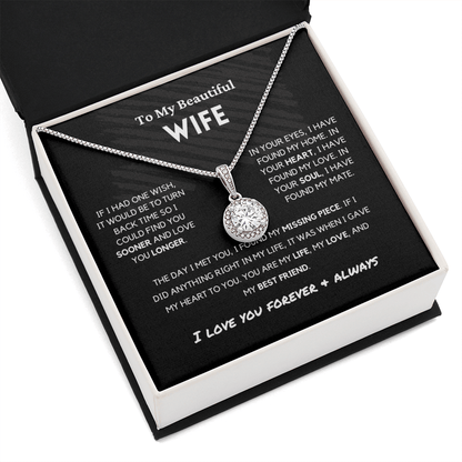 Soulmate - Missing Piece - Eternal Hope Necklace | Romantic Gift for Wife, Fiancé, Girlfriend, Valentine's Day Present 0201cE