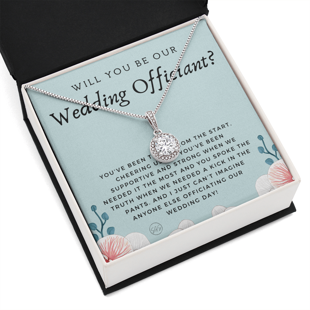 Wedding Officiant Proposal Gift | Will You Marry Us? Will You Be Our Officiant? For Friends, Best Friend Bestie Necklace Bridal Party 0817eE