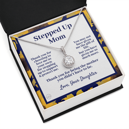 Stepped Up Mom | Mother's Day Gift for Stepmom, Bonus Mom, Stepmother, Grandma, Second Mama, From Step Daughter Son, Birthday, Foster 0317fE