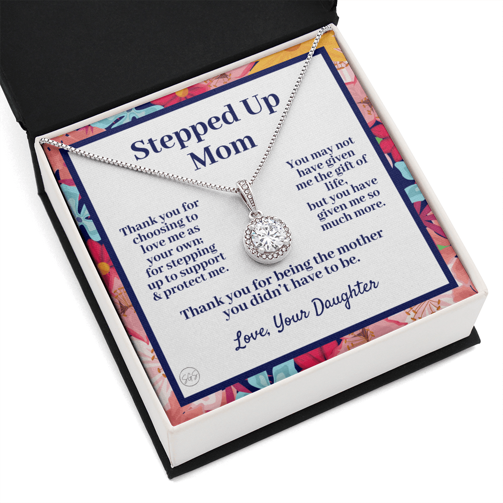 Stepped Up Mom | Mother's Day Gift for Stepmom, Bonus Mom, Stepmother, Grandma, Second Mama, From Step Daughter Son, Birthday, Foster 0317bE